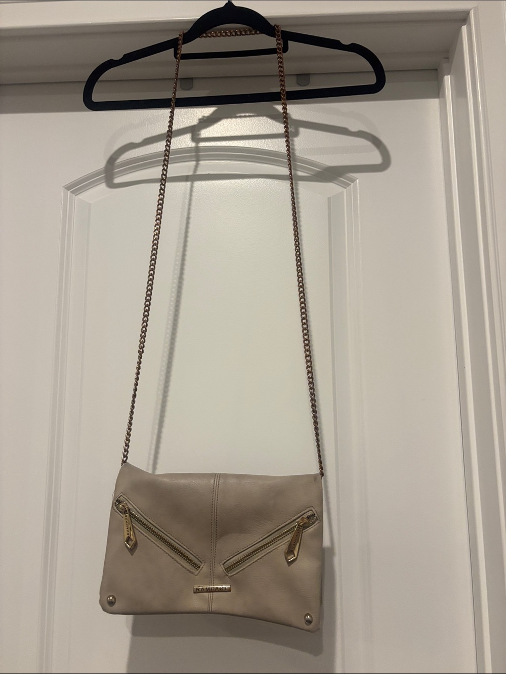 Rampage Taupe Crossbody Bag with Gold Hardware